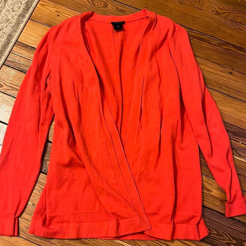 Red cardigan